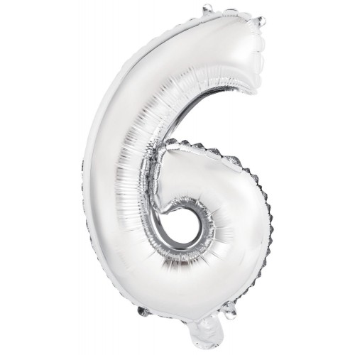 Number Silver, Silver Number 6 Foil Balloon 45 cm
