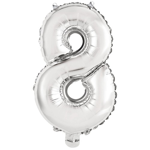Number Silver, Silver Number 8 Foil Balloon 46 cm