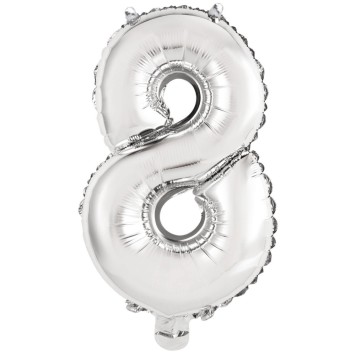 Number Silver, Silver Number 8 Foil Balloon 46 cm