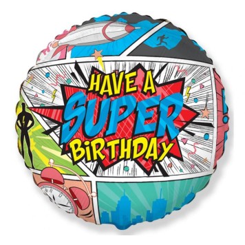 Happy Birthday Super Birthday Comic Foil Balloon 46 cm (WP)