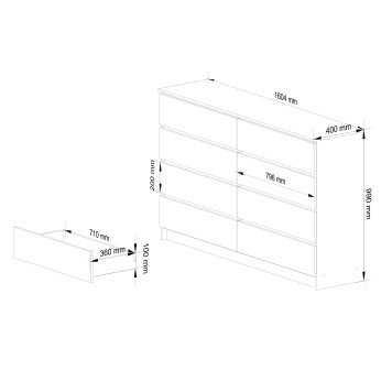 KOMODA K160 8SZ CLP BIAŁY