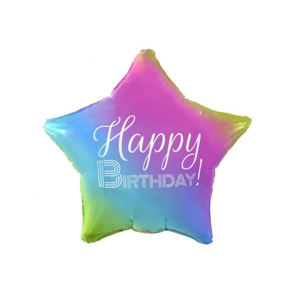 Happy Birthday Rainbow  Rainbow Happy Birthday star foil balloon 44 cm