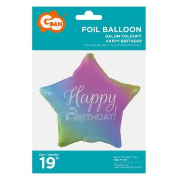 Happy Birthday Rainbow  Rainbow Happy Birthday star foil balloon 44 cm