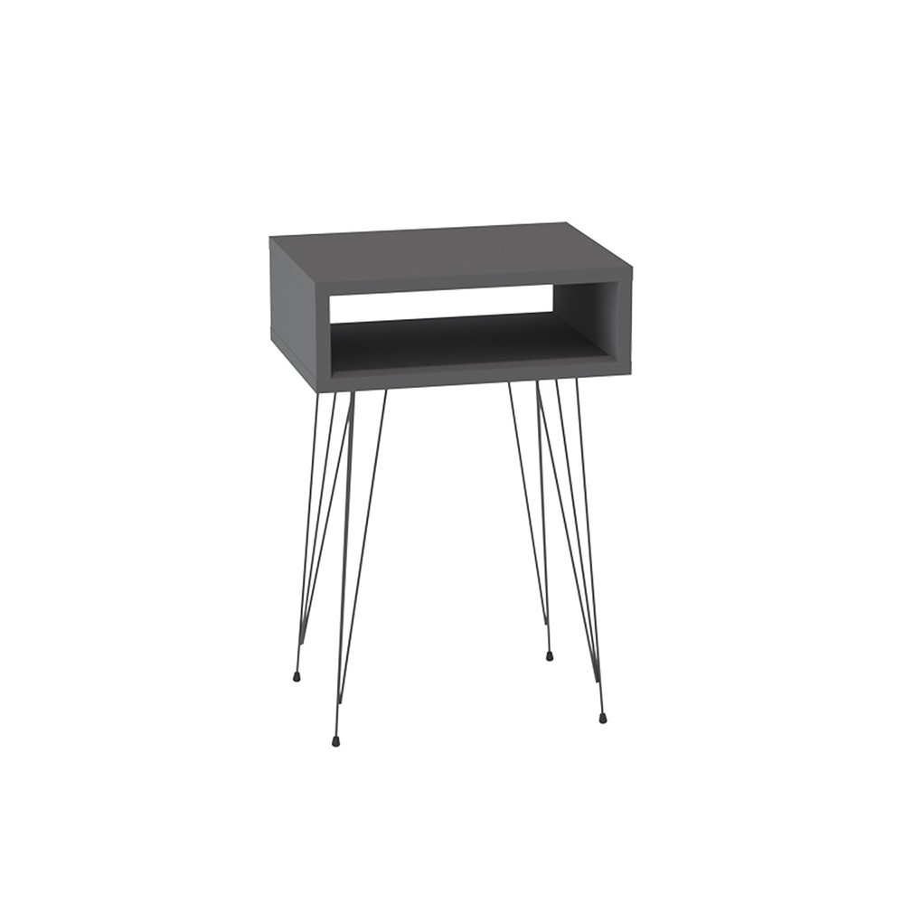 Table de chevet en bois anthracite pieds métal noir 40x30x59 cm
Table de chevet en bois anthracite pieds métal noir 40x30x59 cm