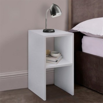 Table de chevet en bois blanche 30x30x60 cm
