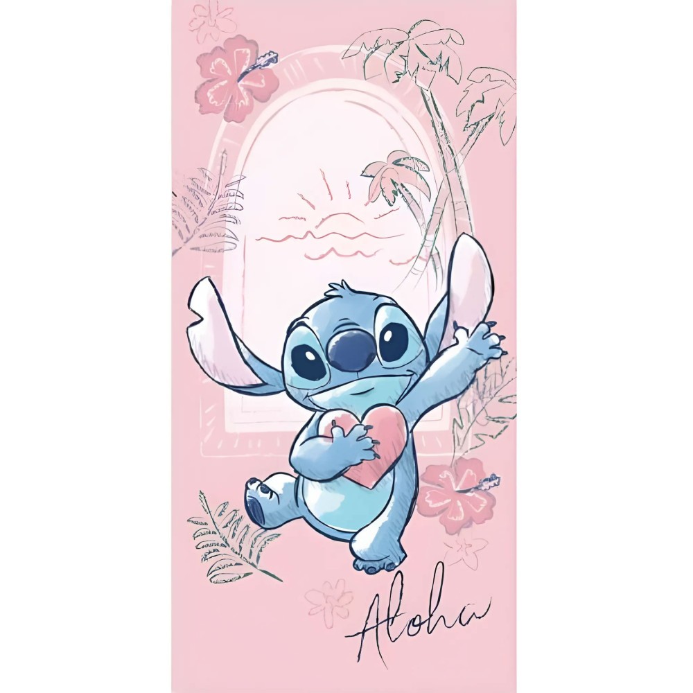 Disney Lilo and Stitch Heart bath towel, beach towel 70x140cm (Fast Dry)