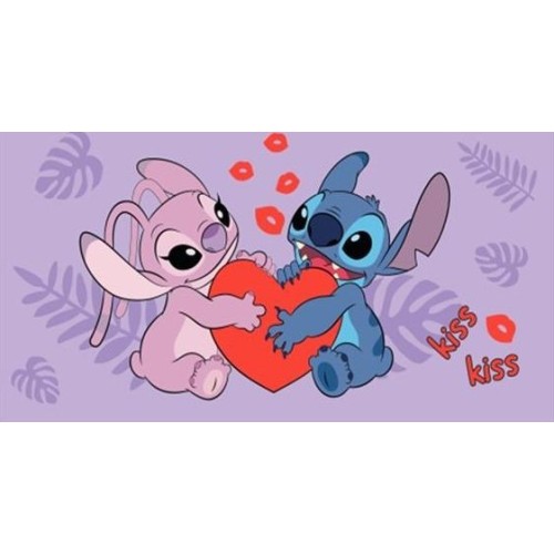 Disney Lilo and Stitch Kiss Bath Towel, Beach Towel 70x140cm