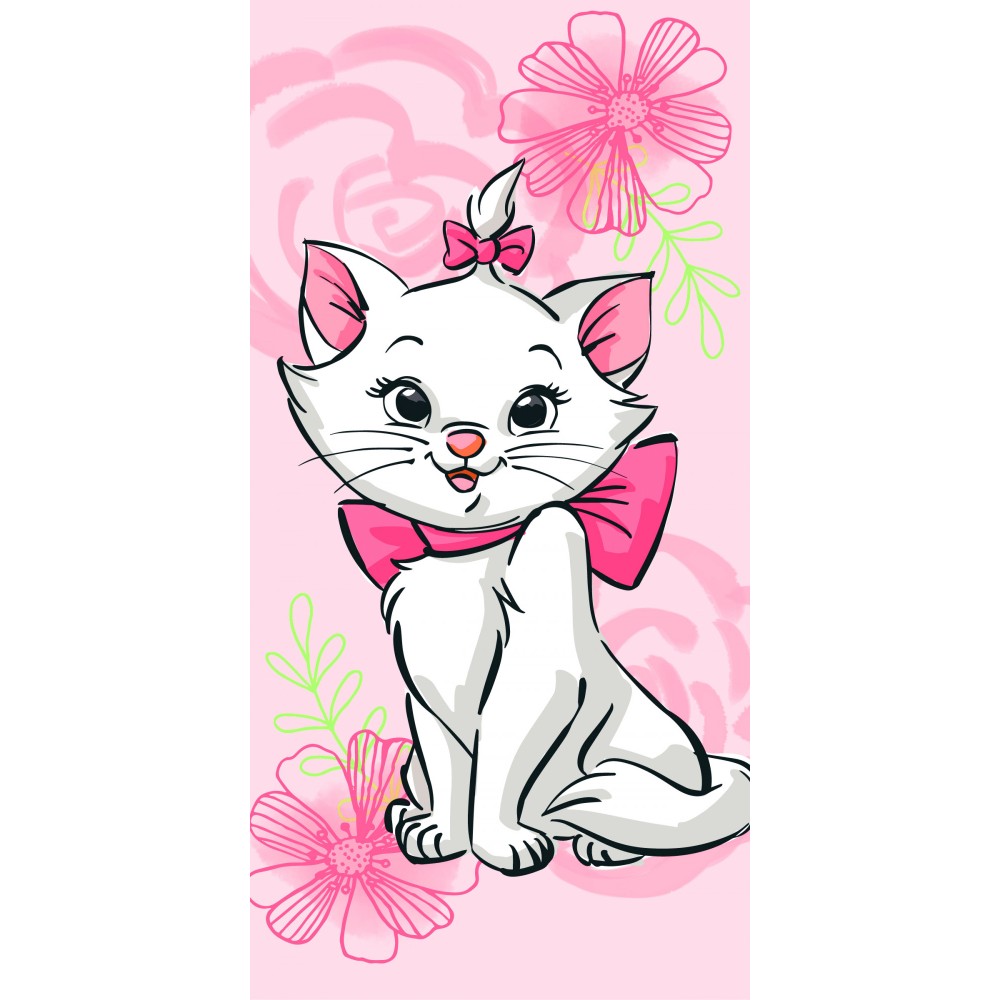 Disney Marie Pink Flower bath towel, beach towel 70*140cm