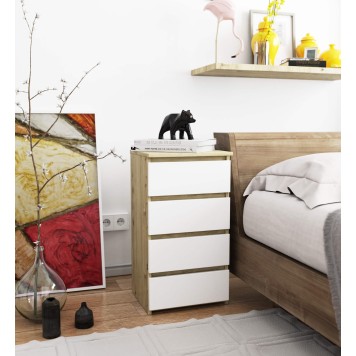 KOMODA CL4 DĄB ARTISAN / BIAŁA