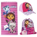 Gabby's Dollhouse Pink towel, gym bag, baseball cap set