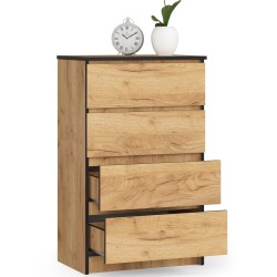 Komoda do salonu K 60 cm 4 szuflady - dąb craft