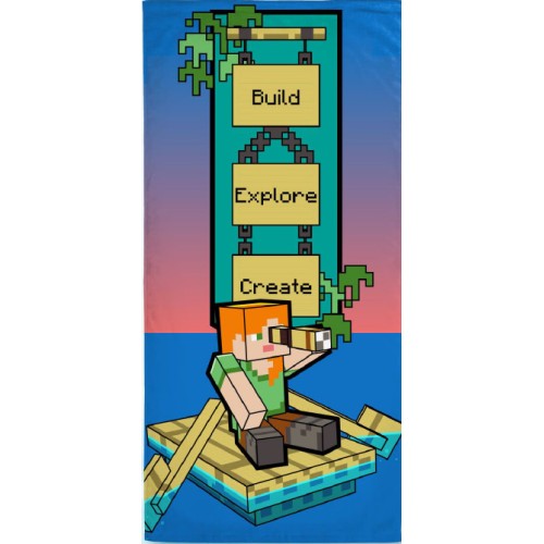 Minecraft Build bath towel, beach towel 70x140cm