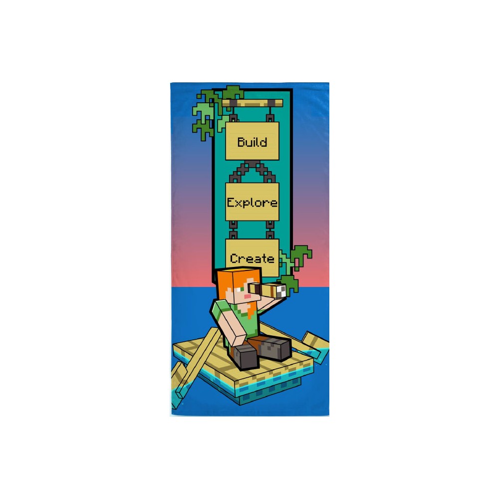 Minecraft Build bath towel, beach towel 70x140cm