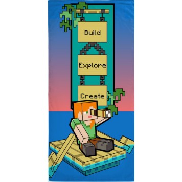 Minecraft Build bath towel, beach towel 70x140cm