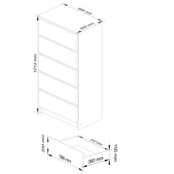 KOMODA K60 5SZ CLP DĄB CRAFT