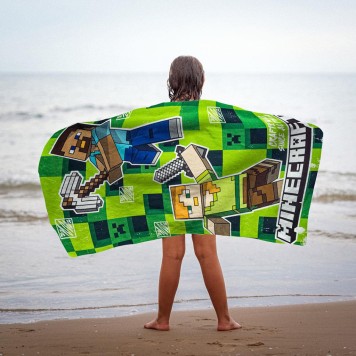 Minecraft Crafting bath towel, beach towel 70x140cm (Fast Dry)