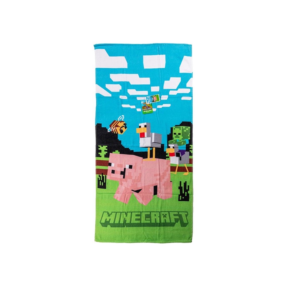 Minecraft Piggy Ride bath towel, beach towel 70x140cm