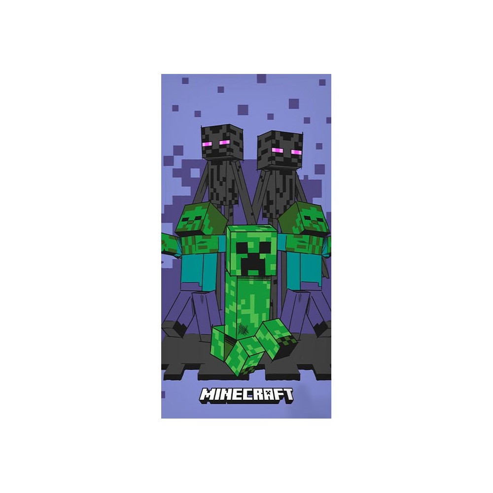Minecraft Purple bath towel, beach towel 70x140cm
