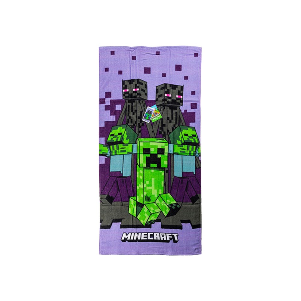 Minecraft Purple bath towel, beach towel 70x140cm