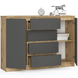 KOMODA K140 2D 4SZ CLP DĄB ARTISAN / SZARY