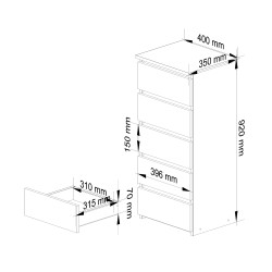 KOMODA CL5 PK DĄB ARTISAN / BIAŁA