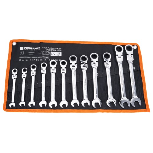 KLUCZE PŁASKO OCZKOWE Z GRZECHOTKĄ ŁAMANE 8-19 12E PM-KPLO-12TP