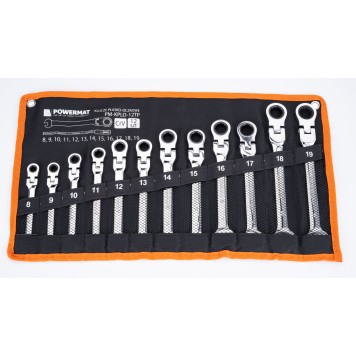 KLUCZE PŁASKO OCZKOWE Z GRZECHOTKĄ ŁAMANE 8-19 12E PM-KPLO-12TP