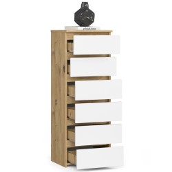 KOMODA CL6 DĄB ARTISAN / BIAŁA