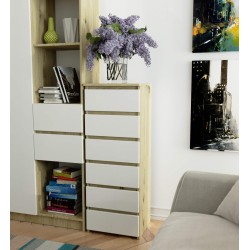 KOMODA CL6 DĄB ARTISAN / BIAŁA