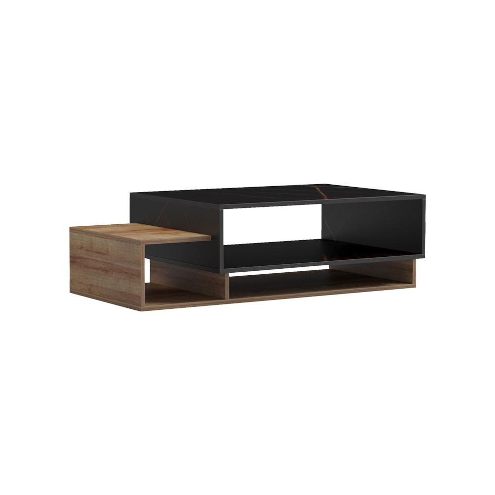Dekost pakoworld coffee table in oak-black marble shade 105x50x32cm