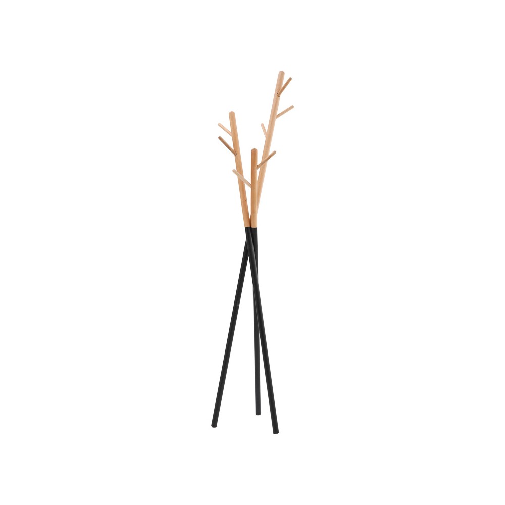 Coat Stand Sigar pakoworld metal-wood in black-natural color 49x51x187cm Coat Stand Sigar pakoworld metal-wood in black-natural color 49x51x187cm
