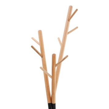 Coat Stand Sigar pakoworld metal-wood in black-natural color 49x51x187cm