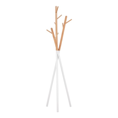 Porte manteau métal bois blanc 49x51x187 cm
