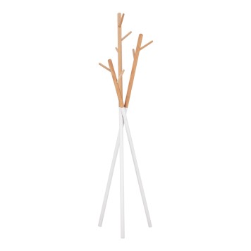 Porte manteau métal bois blanc 49x51x187 cm
