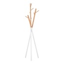 Porte manteau métal bois blanc 49x51x187 cm
