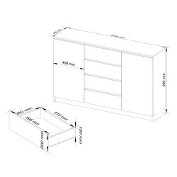KOMODA K160 2D 4SZ CLP PK DĄB CRAFT