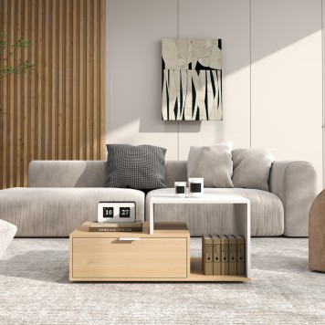 Coffee table Vople pakoworld in natural-white color 90x50x40cm