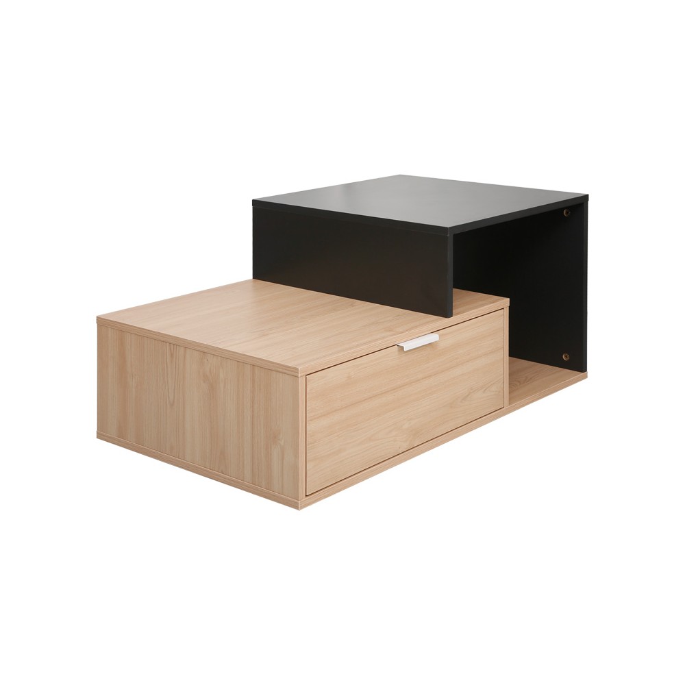 Coffee table Vople pakoworld in natural-dark grey color 90x50x40cm