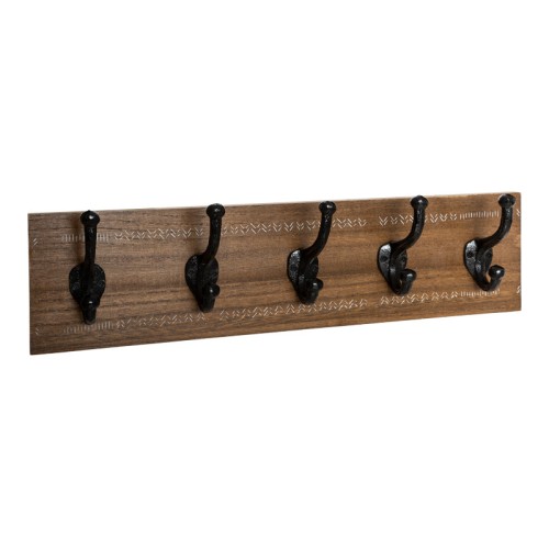 Porte manteau patère marron bois 50x8,5x13 cm
