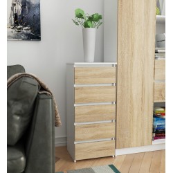 KOMODA CL5 PK BIAŁA / DĄB SONOMA