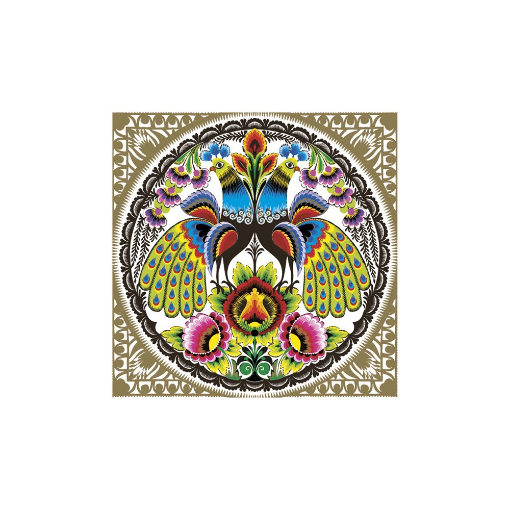 Animals Folk Peacocks Gold napkin 20 pcs 33x33 cm