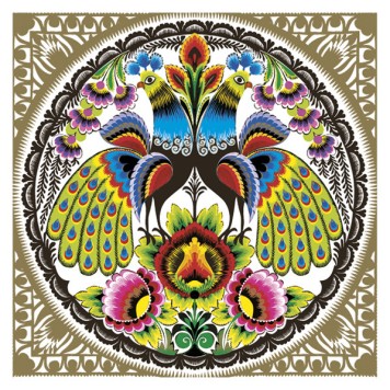 Animals Folk Peacocks Gold napkin 20 pcs 33x33 cm