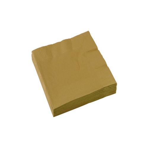 Colour Gold Gold napkin pack of 20, 33x33 cm