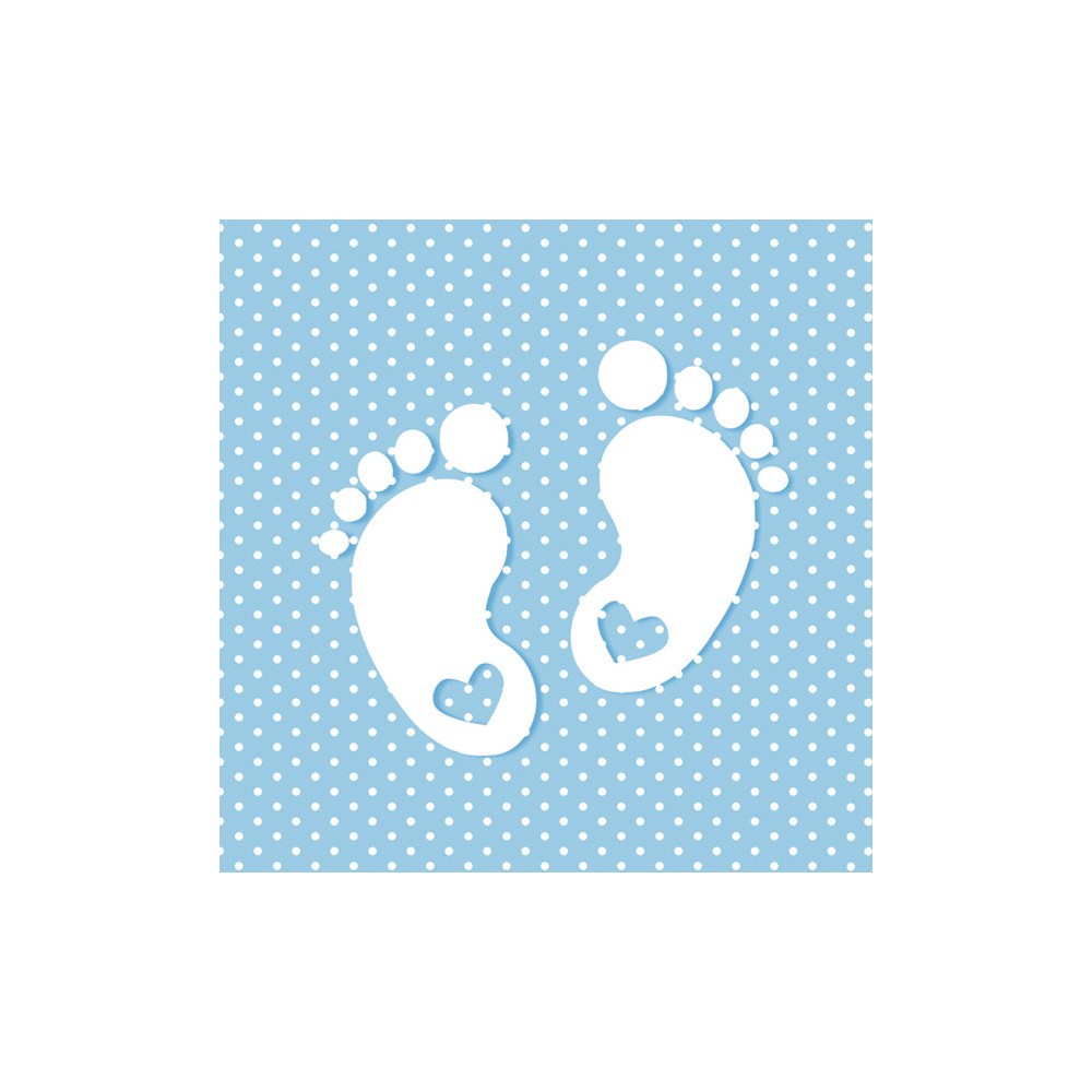 Baby Little Feet Blue Baby Shower Napkin Set of 20, 33x33 cm