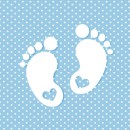 Baby Little Feet Blue Baby Shower Napkin Set of 20, 33x33 cm