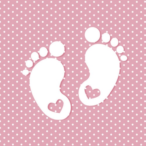 Baby Little Feet Pink Baby Shower Napkin Set of 20, 33x33 cm