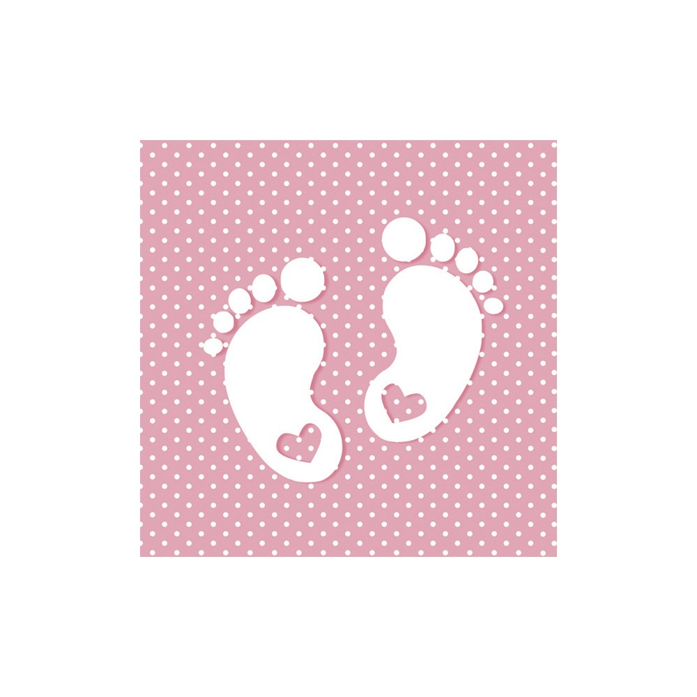 Baby Little Feet Pink Baby Shower Napkin Set of 20, 33x33 cm