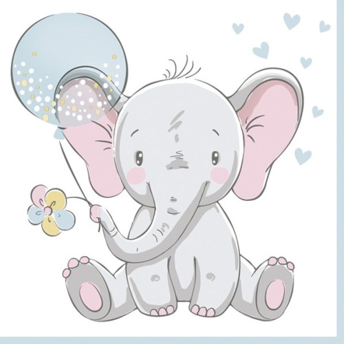 Baby Blue Balloon elephant napkin 20 pcs 33x33 cm