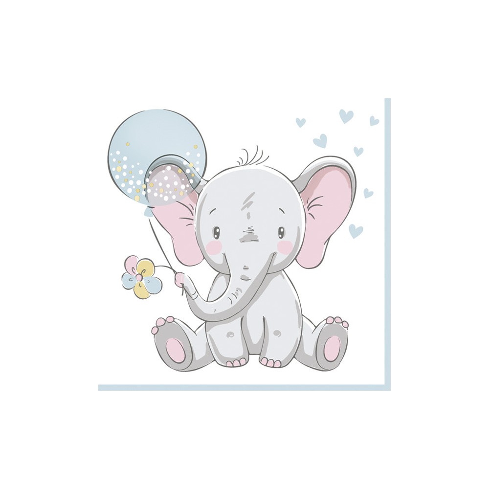 Baby Blue Balloon elephant napkin 20 pcs 33x33 cm