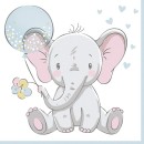 Baby Blue Balloon elephant napkin 20 pcs 33x33 cm